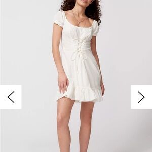 Urban Outfitters White Lace-Up Dress